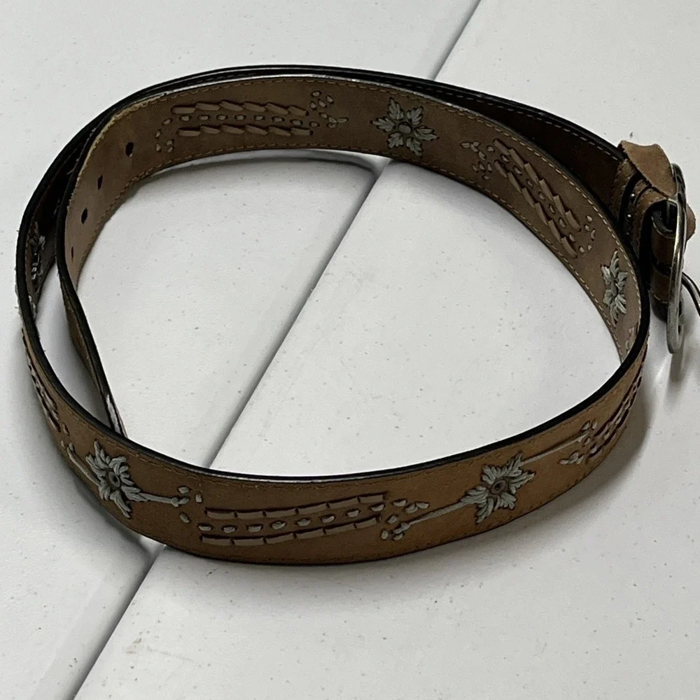 Ropers Belt Brown Leather Southwestern Stiched Size XXL 42-45 Cowboy Western